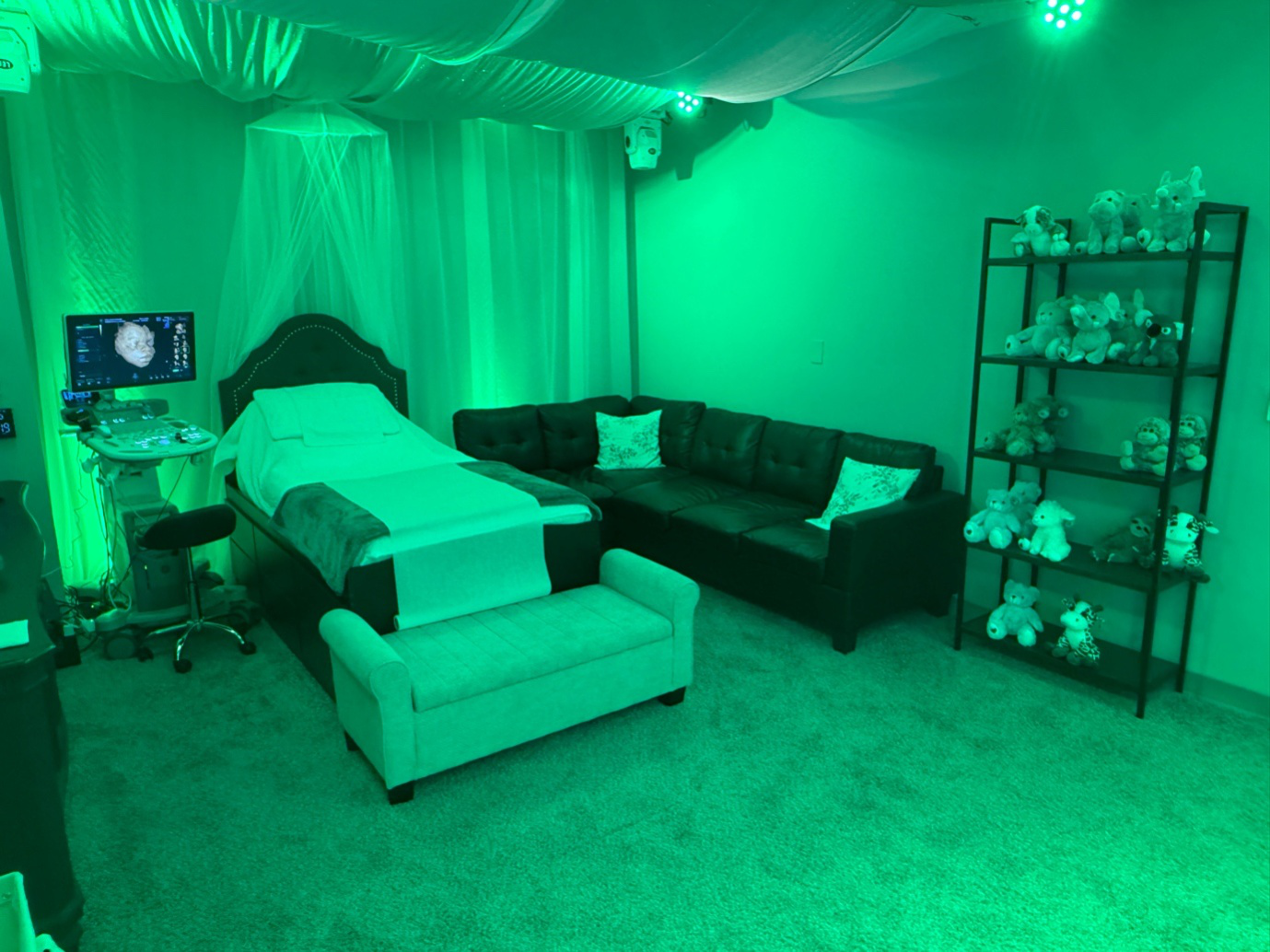 Boutique ultrasound studio with décor and comfortable ambiance